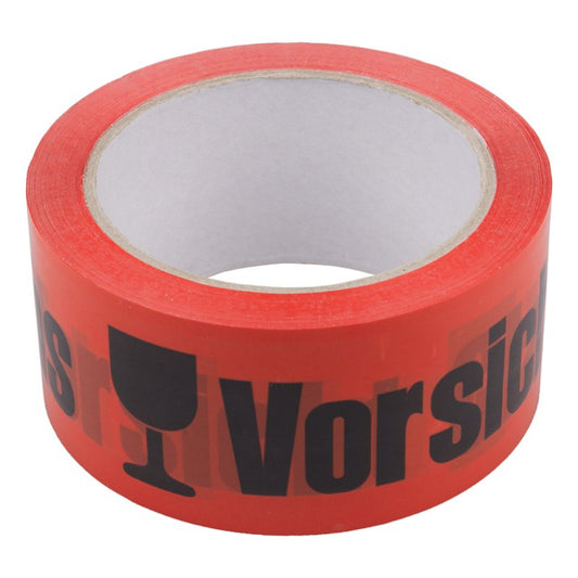 Adhesive tape with caution glass print 