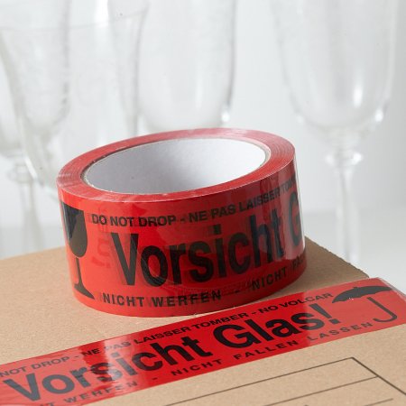 Klebeband mit Vorsicht Glas-Aufdruck